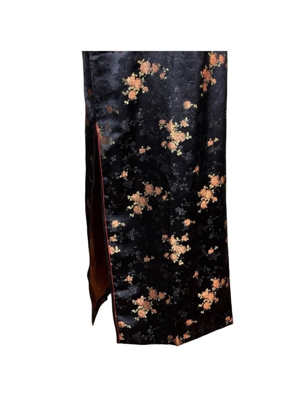 NWT Vintage 90s Salz Squirrel Cheongsam Maxi Dress Sz XL Satin Mandarin Asian - Picture 6 of 16